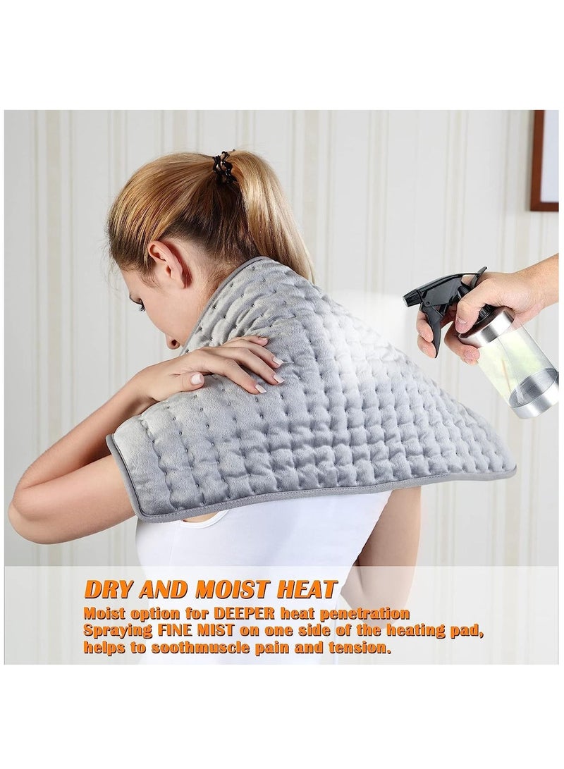 Heating Pad, Electric Heating Pad, Hot Heating Pad for Back Pain Muscle Pain Relief, Dry Heat and Moist Heat Options, Auto Off Function (Light Grey)