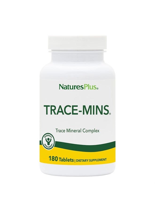 Nature's Plus ناتشرز بلس تريس-مينز - 180 قرص نباتي - مكمل المعادن المتعددة مع الكروم، اليود، المغنيسيوم، المنغنيز، البوتاسيوم، الزنك والمزيد - خالي من الجلوتين - 180 حصة - Image 1