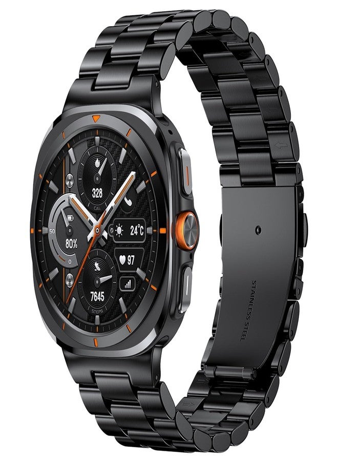 PanPinnacle Stainless Steel Band Compatible with Galaxy Watch ultra 2/1 Bands 47mm (2025/2024),No Gap Business Metal Replacement Strap for Men Samsung Galaxy watch 8/7 Ultra Band (Black) - Image 1