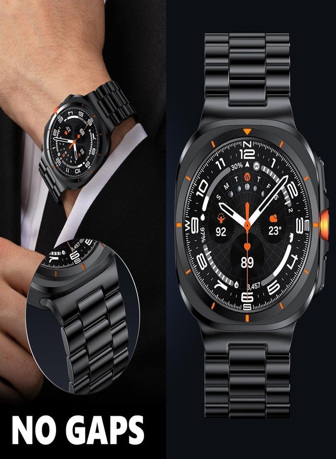 PanPinnacle Stainless Steel Band Compatible with Galaxy Watch ultra 2/1 Bands 47mm (2025/2024),No Gap Business Metal Replacement Strap for Men Samsung Galaxy watch 8/7 Ultra Band (Black) - Image 2