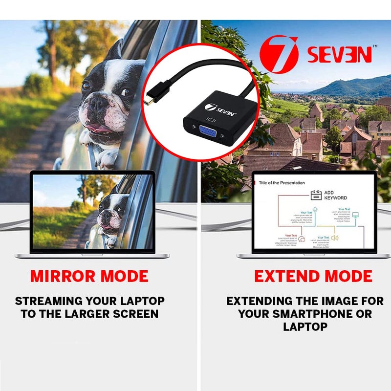 7-Seven 7SEVEN® Mini DisplayPort to VGA, Mini DP Male Display Port to VGA Female Converter(Thunderbolt Compatible) Adapter Compatible for ThinkPad SurfacePro PC - Image 3