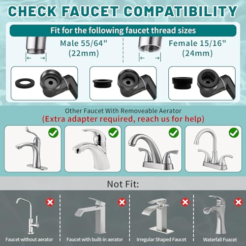 CECEFIN 1440° Rotating-Faucet-Extender Sink Aerator - 1080°+360° Large-Angle Splash Tap Extension with 2 Water Outlet, Swivel Multifunctional Robotic Arm for Kitchen/Bathroom, Black - Image 4