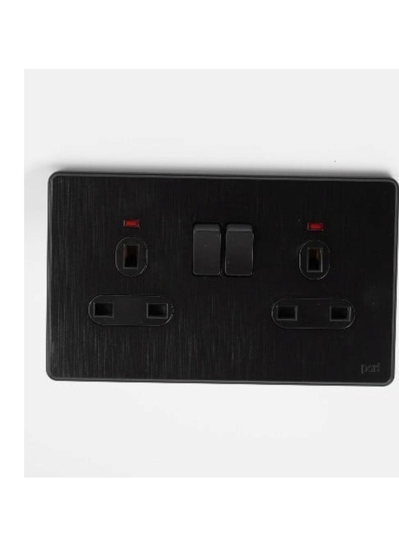 Generic 13A 2-Gang Switch Socket, Double Pole with Neon (7x14) | Safe & Durable 