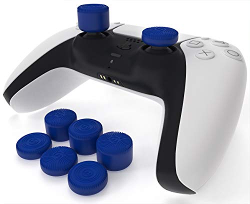 Foamy Lizard Raised Thumb Grips (8pc) for PlayStation 5 Dualsense by Foamy Lizard – Sweat Free 100% Silicone Precision Antislip Rubber Analog Stick Grips Compatible with PS5, PS4 & Switch 2/1 Pro (Blue) - Image 1
