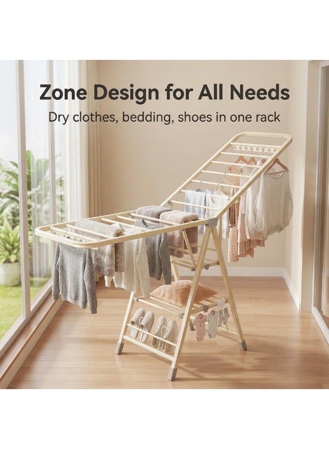 160cm Clothes Drying Stand, 3-Tier Adjustable Clothes Drying Rack, Foldable Movable Carbon Steel Drying Rack for Indoor/Outdoor Windproof Use - Image 2