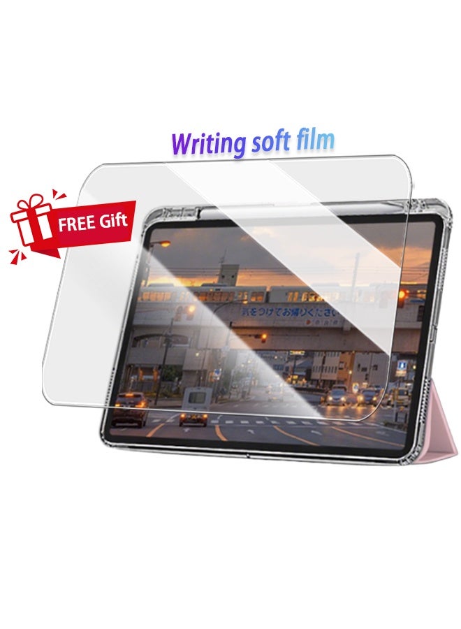 iPad Air 11 Inch (M2) Case & iPad Pro 11 Inch Cover (1st/2nd/3rd/4th Generation), iPad Case Transparent Back With Pen Slot Shockproof Tri-Fold Stand Smart Wake-Up/Free Aed 23 Anti-Glare Protective Film Compatible With 10.9” iPad Air 4th/5th Gen- Pink - Image 2