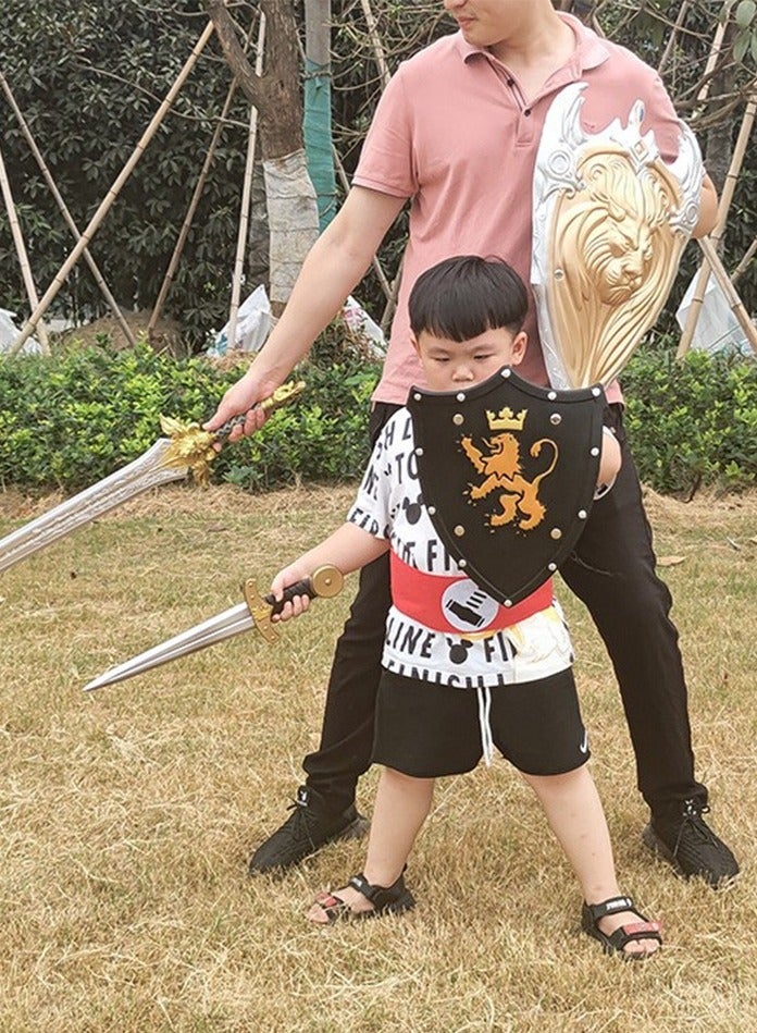 Freegallops Golden Lion King Shield and Sword Set - Large PU Medieval Role Play Costume for Kids & Adults, Father-Son Knight Toy, Fantasy Battle Pretend Play Prop - Image 4