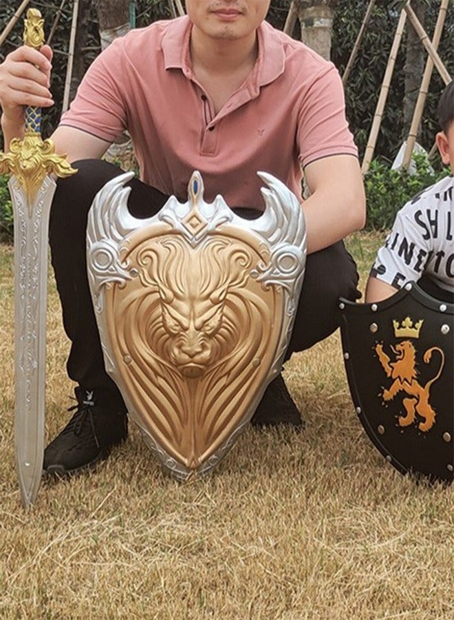 Freegallops Golden Lion King Shield and Sword Set - Large PU Medieval Role Play Costume for Kids & Adults, Father-Son Knight Toy, Fantasy Battle Pretend Play Prop - Image 5
