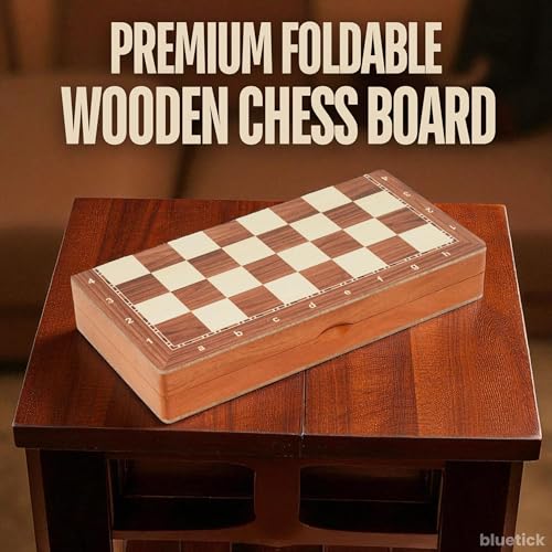 Blue Tick Bluetick 10 x 10 Inches Wooden Magnetic Chess Board Foldable Set with Magnetic Pieces & Extra Queens – Travel Chess Game for Kids & Adults - Image 4