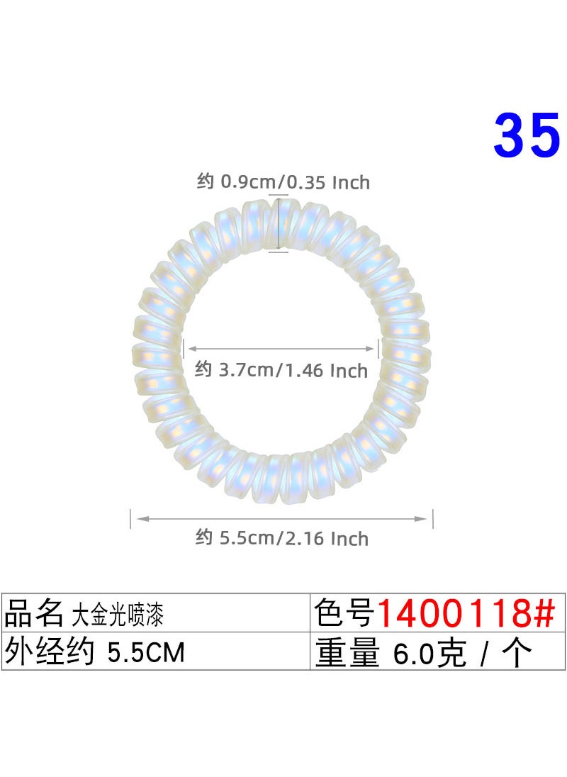 Generic 4cm Black Phone Cord Hair Ties K-Style Transparent Elastics 1400118# Gold Paint 
