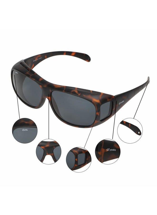 yodo Fit Over Glasses Sunglasses with Polarized Lenses for Men and Women, Matt Leopard - Image 5