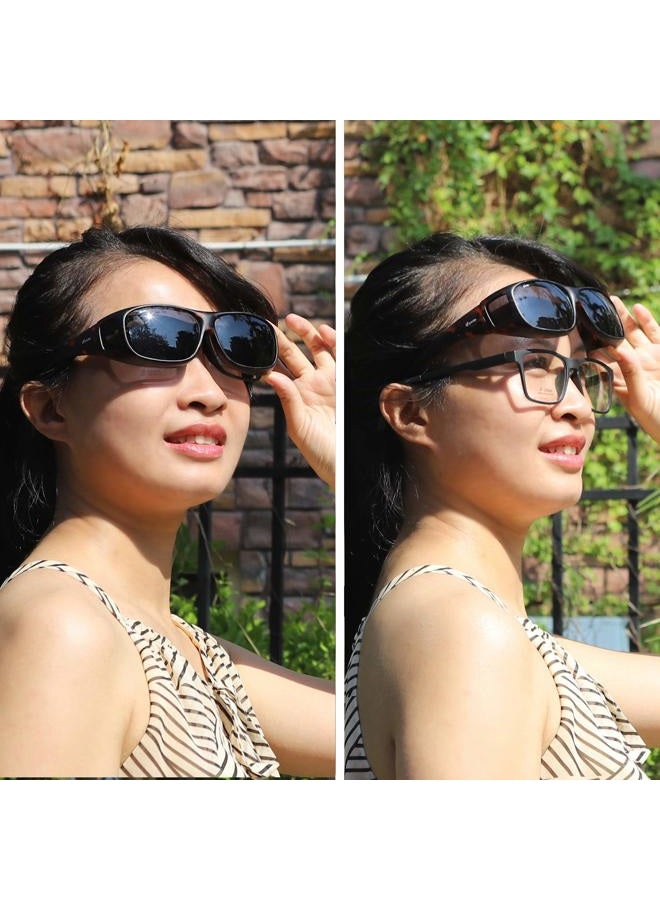 yodo Fit Over Glasses Sunglasses with Polarized Lenses for Men and Women, Matt Leopard - Image 3