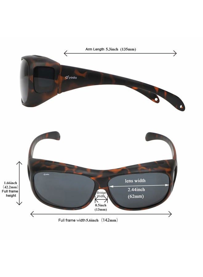 yodo Fit Over Glasses Sunglasses with Polarized Lenses for Men and Women, Matt Leopard - Image 4