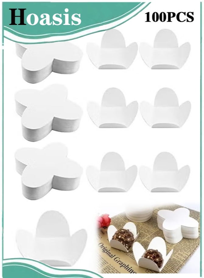 Hoasis 100 Pieces Cupcake Liners, 30mm Mini Truffle Wrappers, White Paper Candy Cups, Food Grade Chocolate Paper Liners for Truffles Candy - Image 1