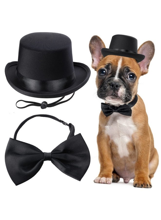 Yewong 2 Pieces Pet Formal Accessories Set  Pet Top Hat With Pet Formal Necktie/Bowtie Birthday Party Gradation Halloween Costumes Accessories For Dog Cat (BlackA) One Size - Image 1