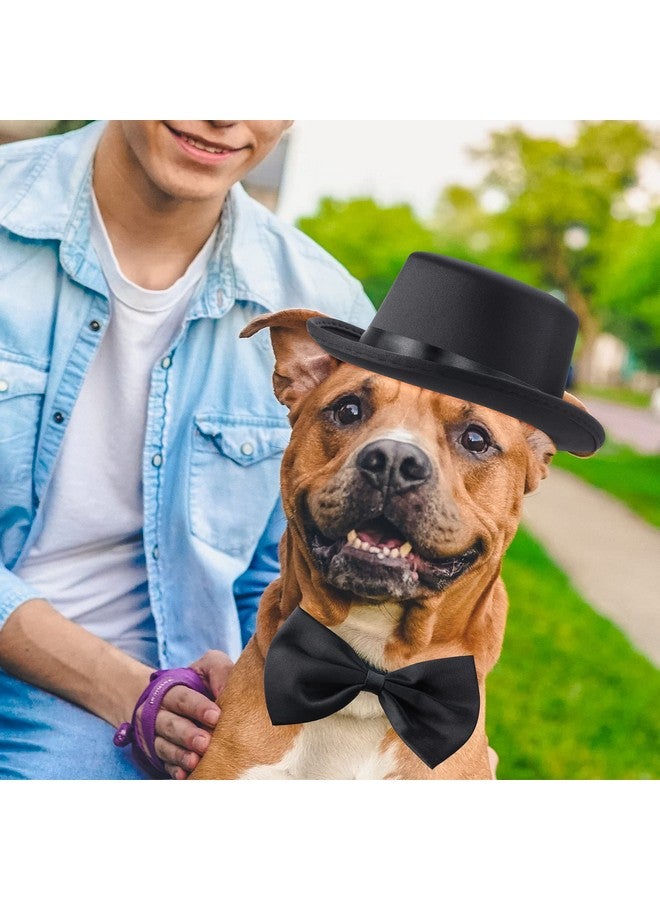 Yewong 2 Pieces Pet Formal Accessories Set  Pet Top Hat With Pet Formal Necktie/Bowtie Birthday Party Gradation Halloween Costumes Accessories For Dog Cat (BlackA) One Size - Image 4