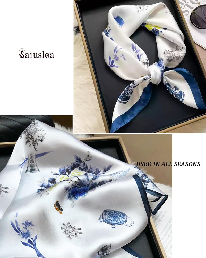 Saiusloa Neck Scarf For Womens Silky Head Scarves Hair Bandanas Square Scarf Fashion Accessories lightweight 27.5 * 27.5inch-18 - Image 5