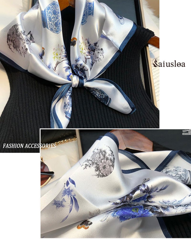 Saiusloa Neck Scarf For Womens Silky Head Scarves Hair Bandanas Square Scarf Fashion Accessories lightweight 27.5 * 27.5inch-18 - Image 2