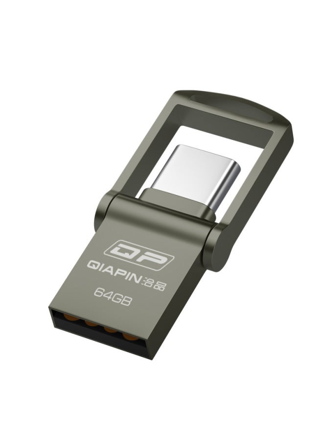 Type-c محرك أقراص USB 64 جيجابايت تخزين عالي السرعة 128 جيجابايت سعة كبيرة ميني كمبيوتر معدني مزدوج الاستخدام محرك أقراص USB - Image 1