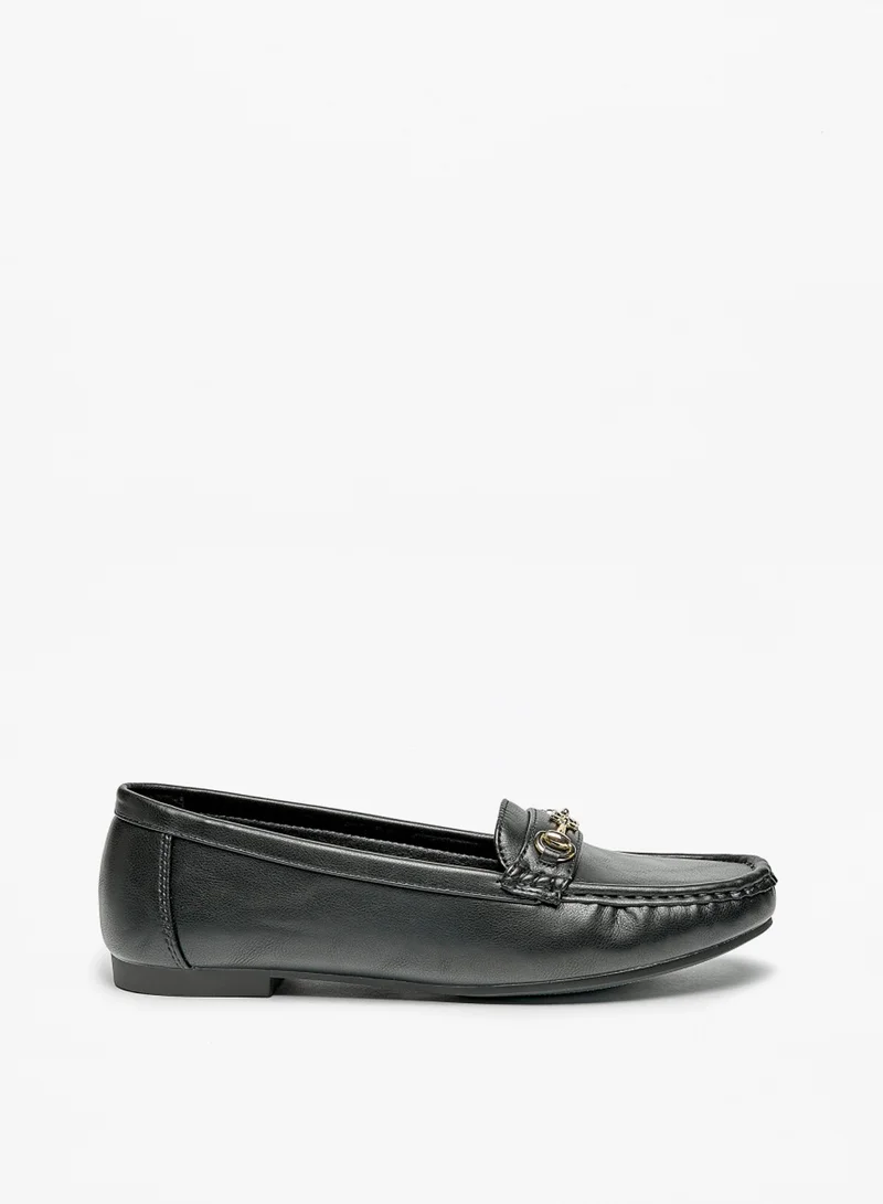 Flora Bella By Shoexpress Womens Metal Accented Slip On Loafers By Shoexpress
