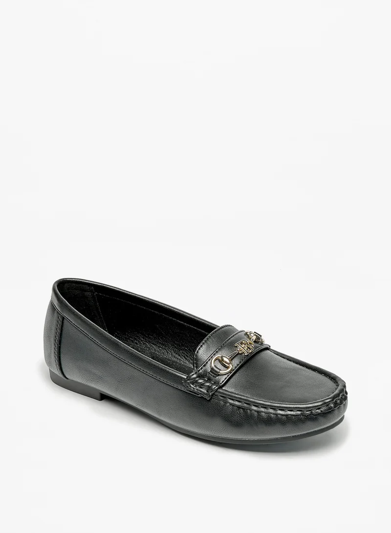 Flora Bella By Shoexpress Womens Metal Accented Slip On Loafers By Shoexpress