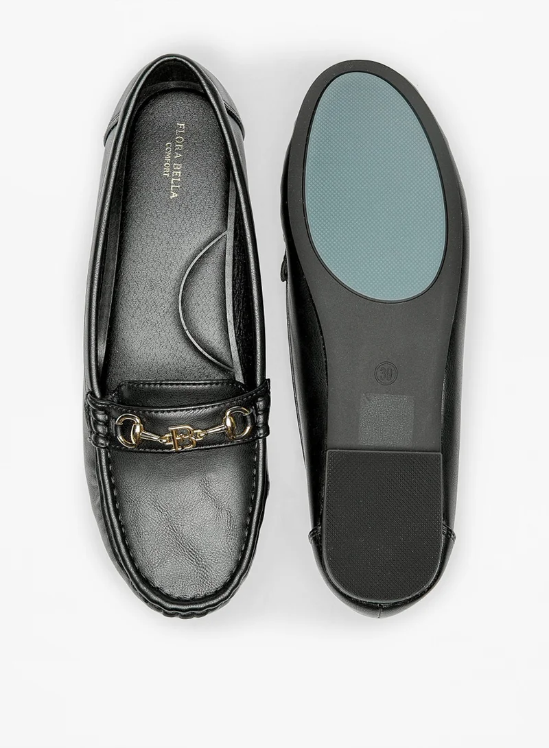 Flora Bella By Shoexpress Womens Metal Accented Slip On Loafers By Shoexpress