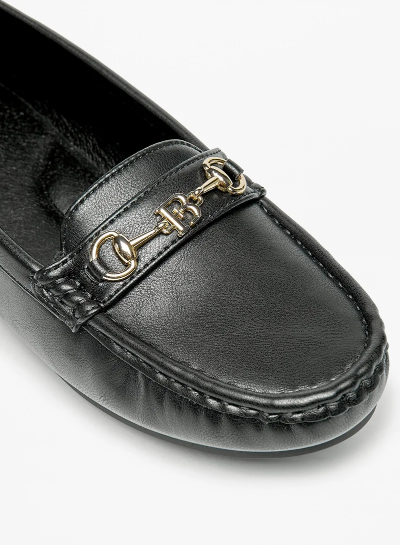 Flora Bella By Shoexpress Womens Metal Accented Slip On Loafers By Shoexpress