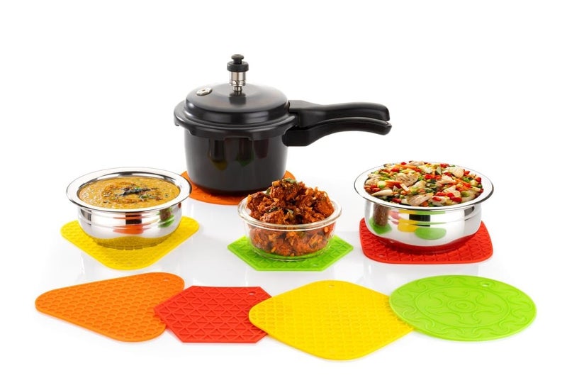 Puno Round Silicone Trivets Mats for Hot Pots and Pans,Multi Purpose Heat Resistant Trivet Mat Table Mat (Set of 4 Pcs) - Image 3
