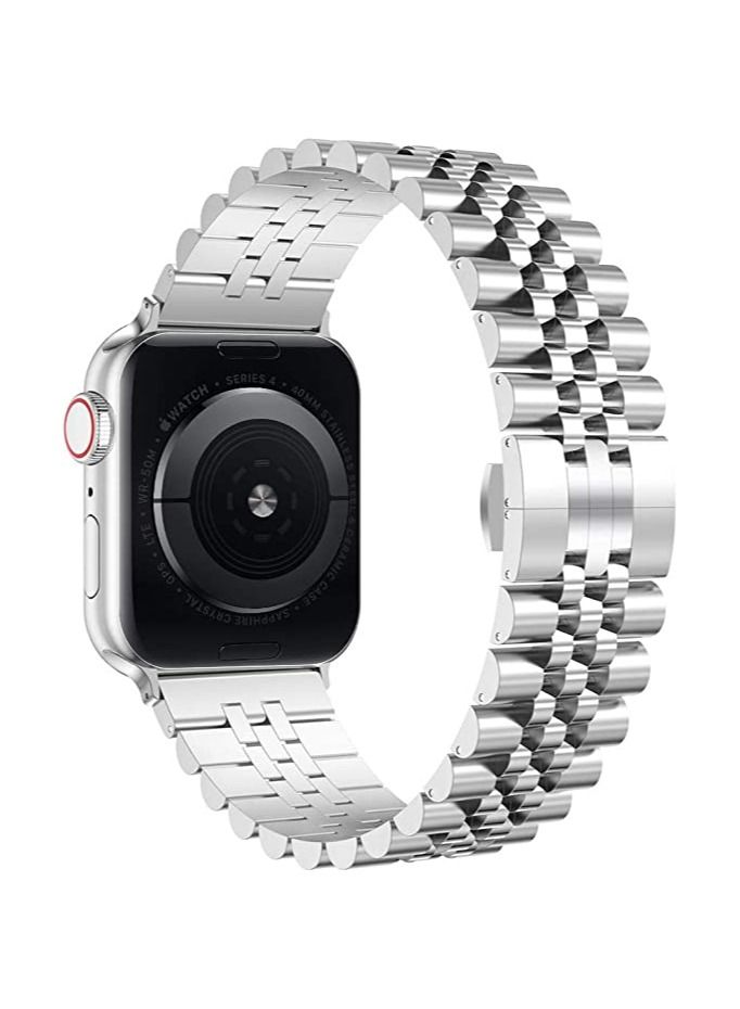 Compatible with Apple Watch Band Series 5 44mm 42mm, Stainless Steel iWatch Band with Butterfly Folding Clasp for iWatch Band Series 5/4/3/2/1 - Image 2