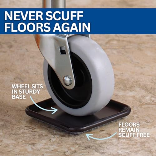 SoftTouch 2 1/2" Square Reusable Carpet Bottom Furniture Caster Cups to Protect Hardwood, Tile or Laminate Floors, Brown/Gray (12 Pack) - Image 4