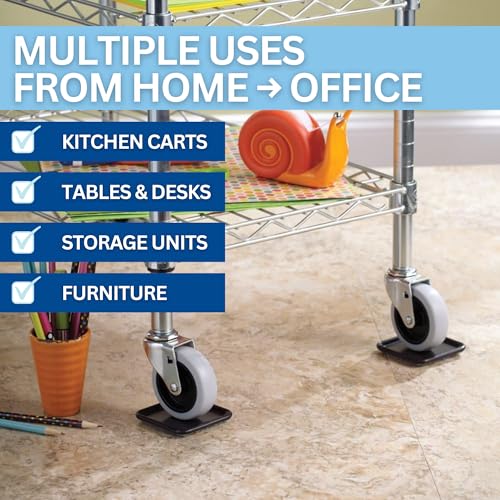 SoftTouch 2 1/2" Square Reusable Carpet Bottom Furniture Caster Cups to Protect Hardwood, Tile or Laminate Floors, Brown/Gray (12 Pack) - Image 5