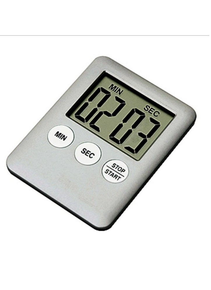 AROAQ - Digital Timer, 1pc Small Count Down/up Clock with Magnetic Attachment, Big LCD Display Loud Sounds Minute Second Kitchen Timer for Games, Cooking, Classroom, (Silver) - Image 1