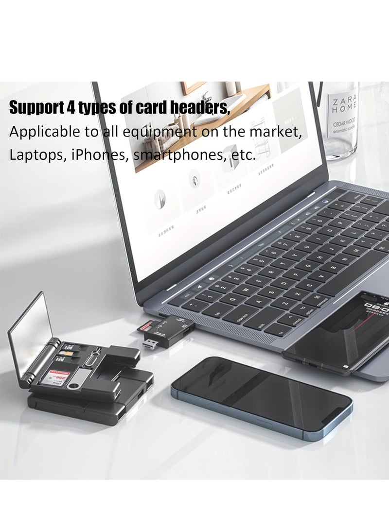 Necomi Multi-function Card Reader with Storage Box, 4-in-1 Port Type-C/Micro/USB/Lightning Memory Card Reader  - Image 5