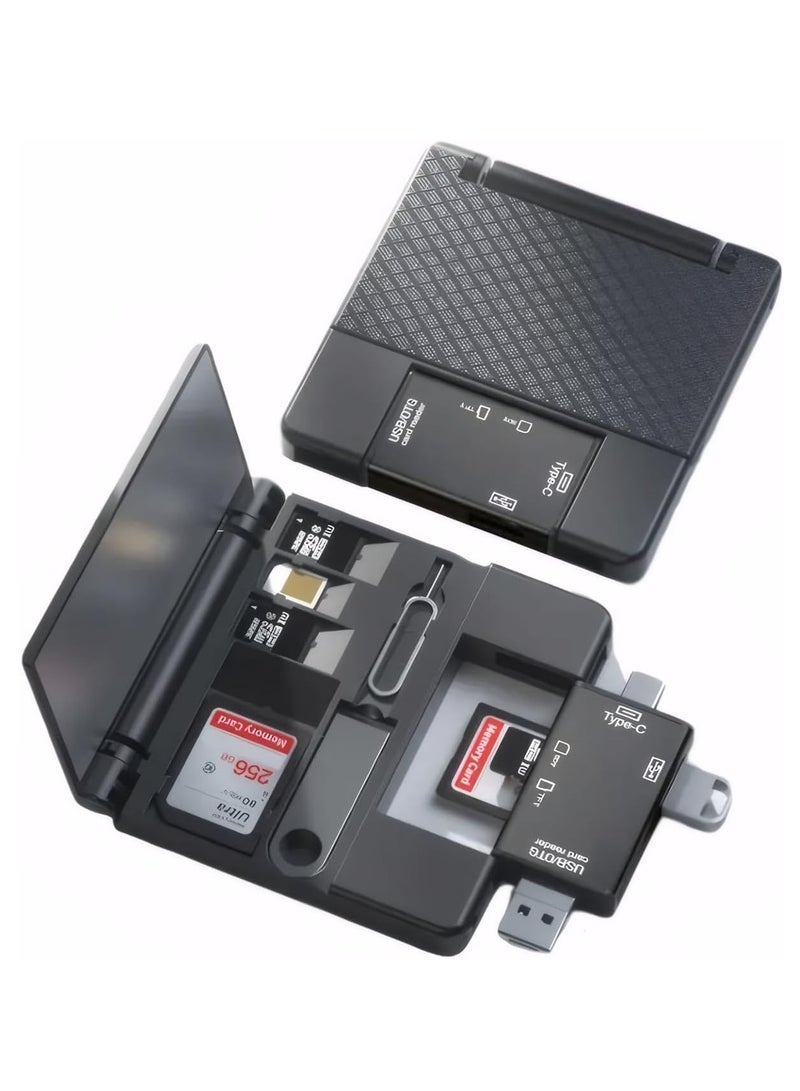 Necomi Multi-function Card Reader with Storage Box, 4-in-1 Port Type-C/Micro/USB/Lightning Memory Card Reader  - Image 1