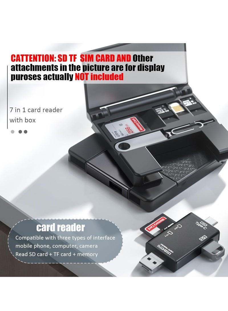 Necomi Multi-function Card Reader with Storage Box, 4-in-1 Port Type-C/Micro/USB/Lightning Memory Card Reader  - Image 4