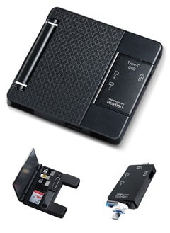 Necomi Multi-function Card Reader with Storage Box, 4-in-1 Port Type-C/Micro/USB/Lightning Memory Card Reader  - Image 1