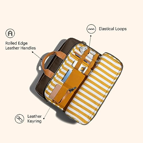 DailyObjects 100% Cotton Canvas Commute Laptop Messenger (11L) Unisex bag | Travel Shoulder Handbag With Trolley Sleeve | Metal Zip Closure, Leather Handles | Padded Laptop Compartment For 14" - Image 3