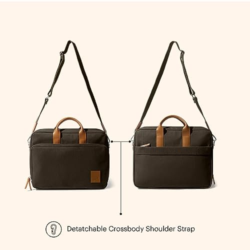DailyObjects 100% Cotton Canvas Commute Laptop Messenger (11L) Unisex bag | Travel Shoulder Handbag With Trolley Sleeve | Metal Zip Closure, Leather Handles | Padded Laptop Compartment For 14" - Image 5