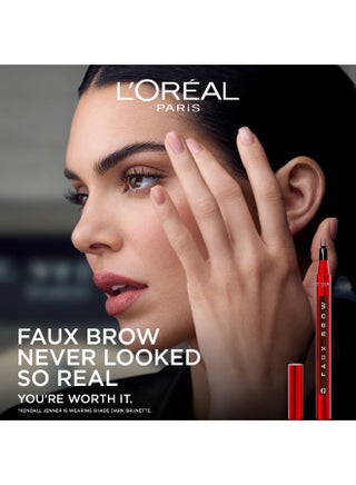 L'Oreal Paris Faux Brow, Hair-Like, Filling Eyebrow Pen with Double-Brush Tip, Fast & Precise Eyebrow Makeup, Dark Brunette - view 5