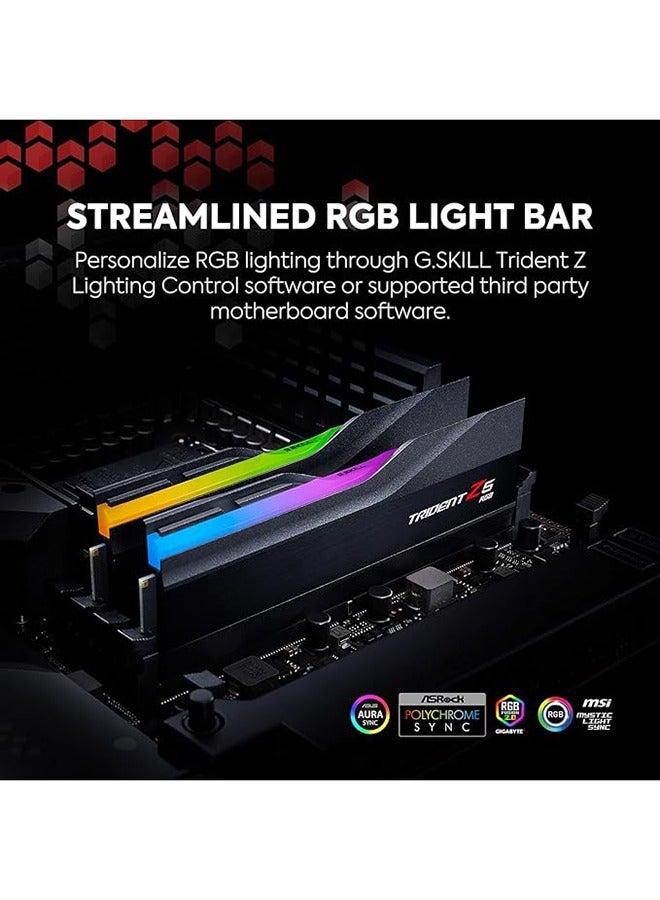 G.Skill Trident Z5 RGB DDR5 64GB (2x32GB) 6000MT/s CL36-36-36-96 1.35V Intel XMP 3.0 & AMD EXPO Memory Kit, High-Performance Gaming & Content Creation RAM with RGB Aluminum Heatspreader, Unbuffered Non-ECC, Black | F5-6000J3636F32GX2-TZ5RK - Image 3