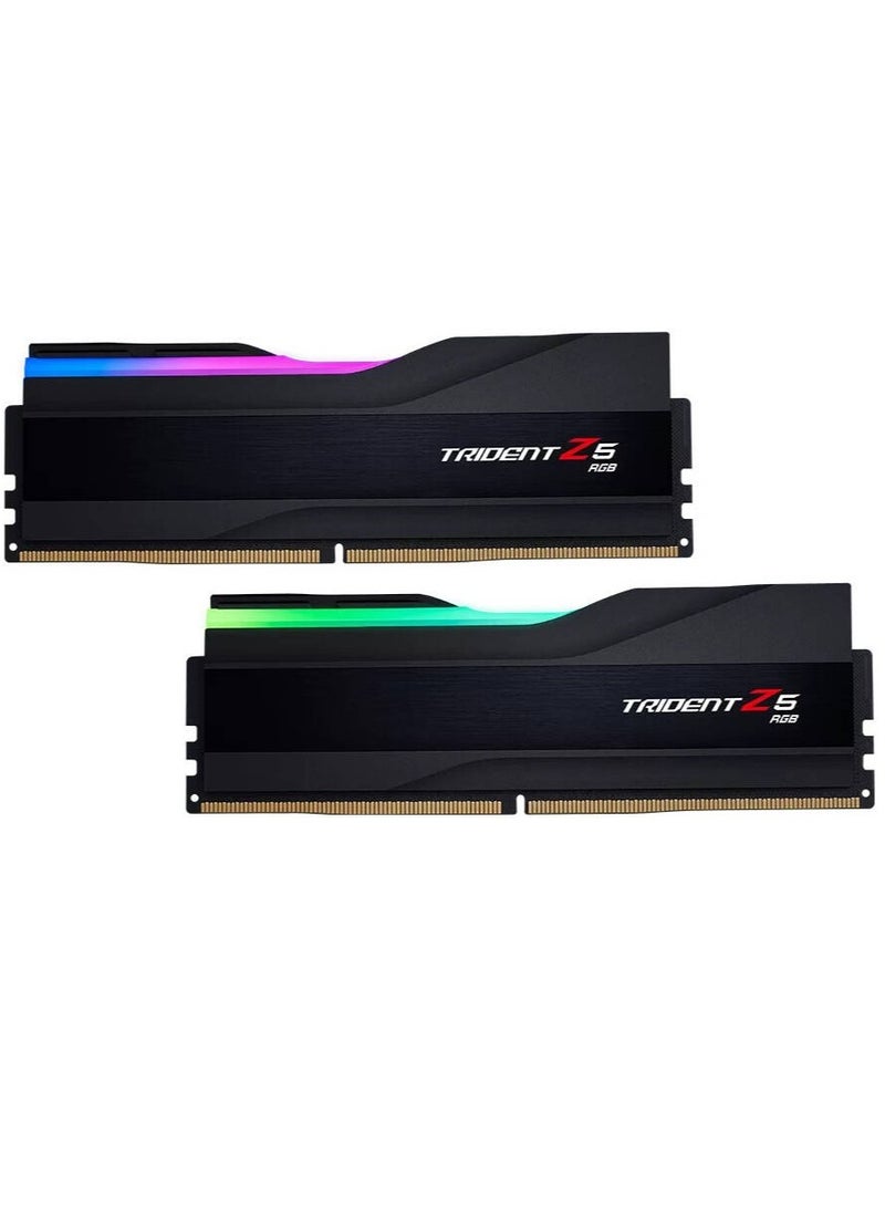 G.Skill Trident Z5 RGB DDR5 64GB (2x32GB) 6000MT/s CL36-36-36-96 1.35V Intel XMP 3.0 & AMD EXPO Memory Kit, High-Performance Gaming & Content Creation RAM with RGB Aluminum Heatspreader, Unbuffered Non-ECC, Black | F5-6000J3636F32GX2-TZ5RK - Image 1