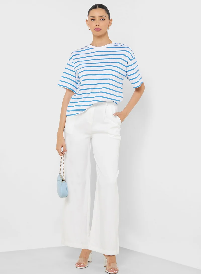 جينجر Stripe Crew Neck T-Shirt