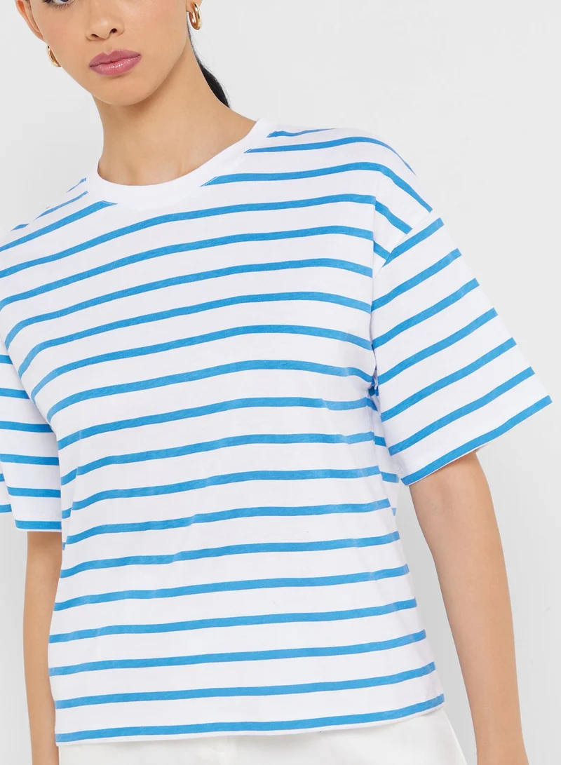 جينجر Stripe Crew Neck T-Shirt