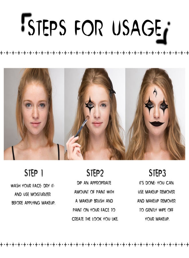 EELHOE Halloween Black and White Body Paint Body Painting Vampire Zombie Skeleton Face Makeup Paint - Image 2