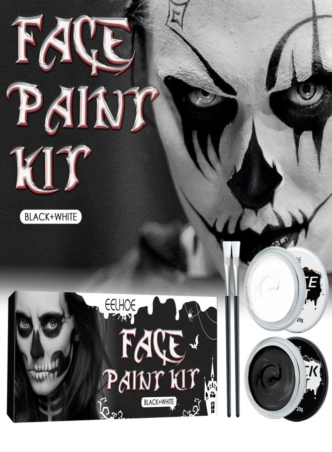 EELHOE Halloween Black and White Body Paint Body Painting Vampire Zombie Skeleton Face Makeup Paint - Image 3