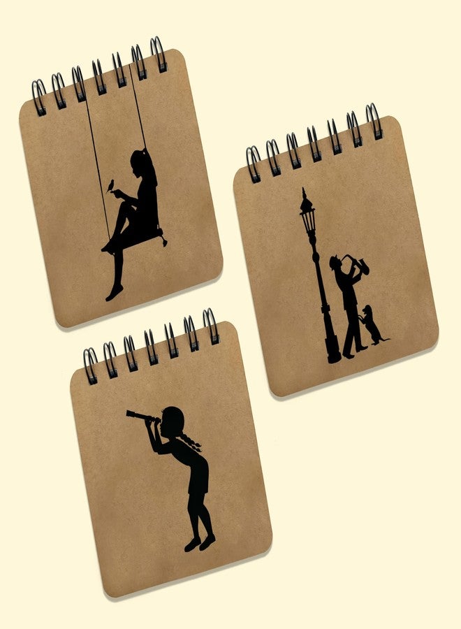 PaperO Pocket Size Sketchbook Pack of 3 – 140 GSM Thick Paper, 10 x 10 cm Mini Wiro-Bound Notebooks, 40 Sheets Each – Perfect for Sketching, Doodling & Travel Art Journaling (Set 1) - Image 1