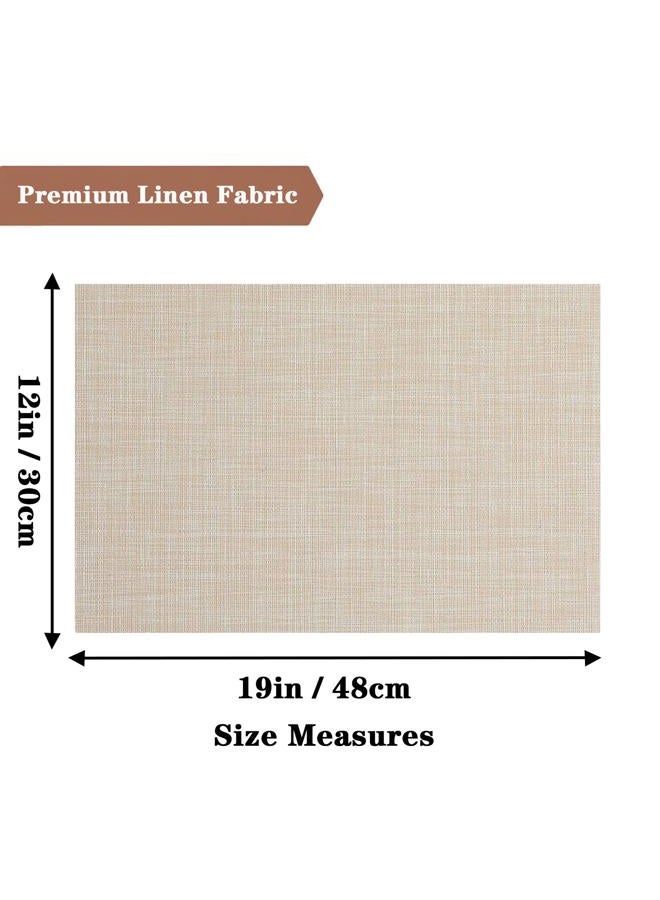 DVLOL Beige Placemats Heat Resistant Non-Slip Place mats for Dining Table, Washable Durable PVC Vinyl Woven Table Mats (Beige, 2 Pack) - Image 3