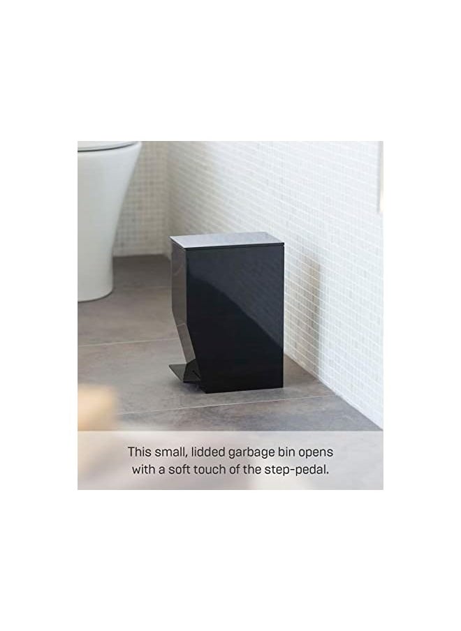 YAMAZAKI home - Home Sanitary Step Trash Can One Gallon Small Home Waste Bin Black - Image 1