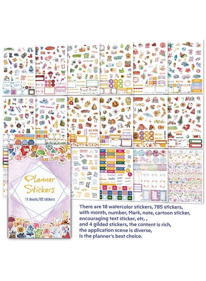 Lemon 18 Sheets, 785 Stickers Mixed Vintage Stickers, Waterproof Scrapbook Aesthetic Sticker for Daily Planner, Water Bottles, Handbook Junk Journal Stickers - Image 2