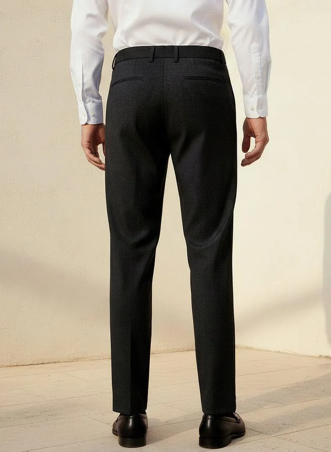 Splash FAV GREY Regular Fit Dobby Flexi Waist Formal Trousers for Men | Best Price UAE